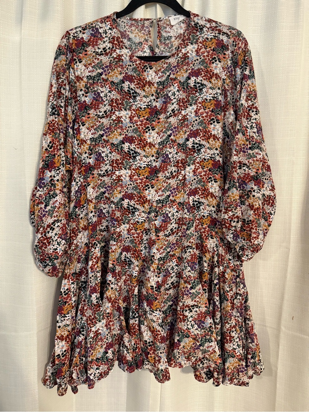 Storia Floral Print Dress - White with Red, Orange, Green, Purple
